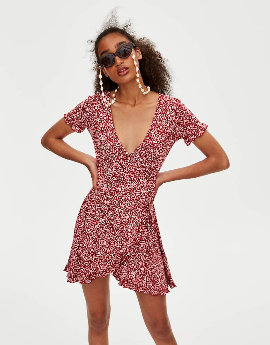 Ruffled crossover dress - cherry-trang