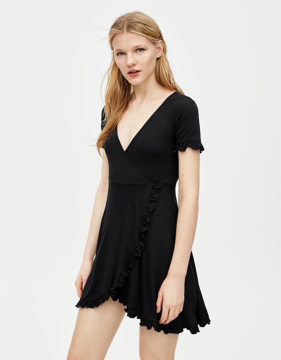 Ruffled crossover dress - cherry-trang