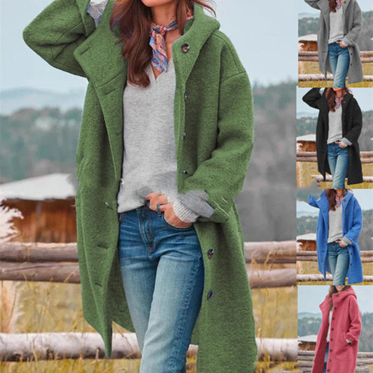 [Moon Test] Women's Temperament Thickened Tweed Medium-length Trench Coat - Jena