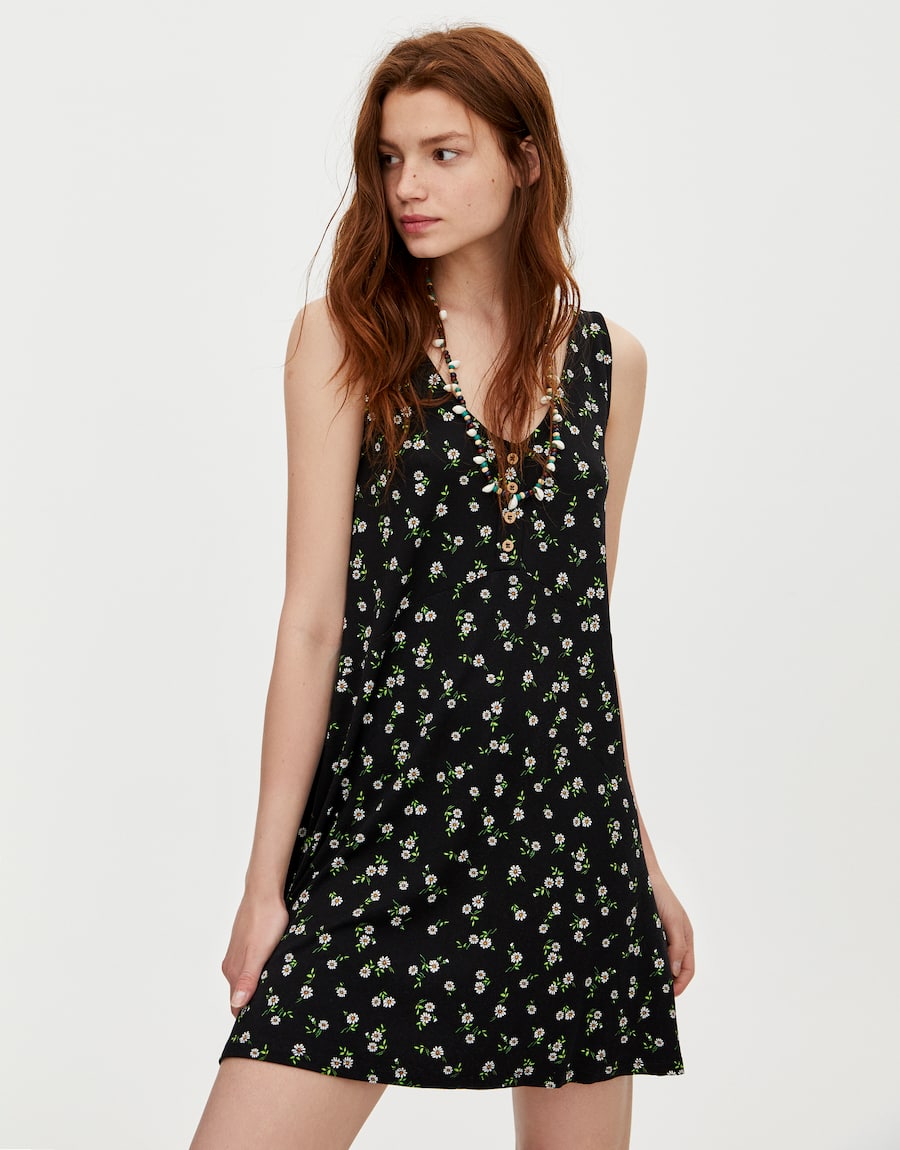 Strappy dress with front buttons - cherry-trang