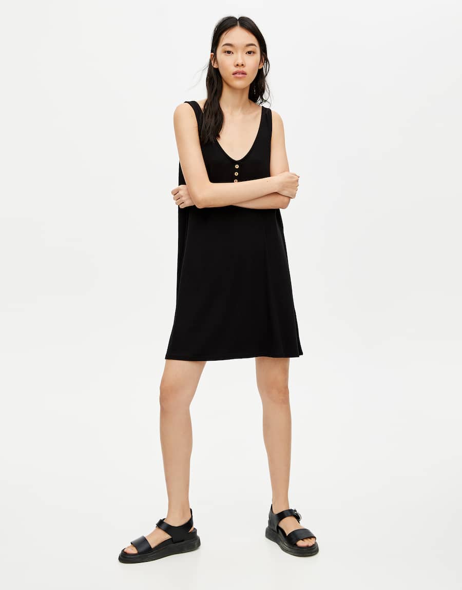 Strappy dress with front buttons - cherry-trang