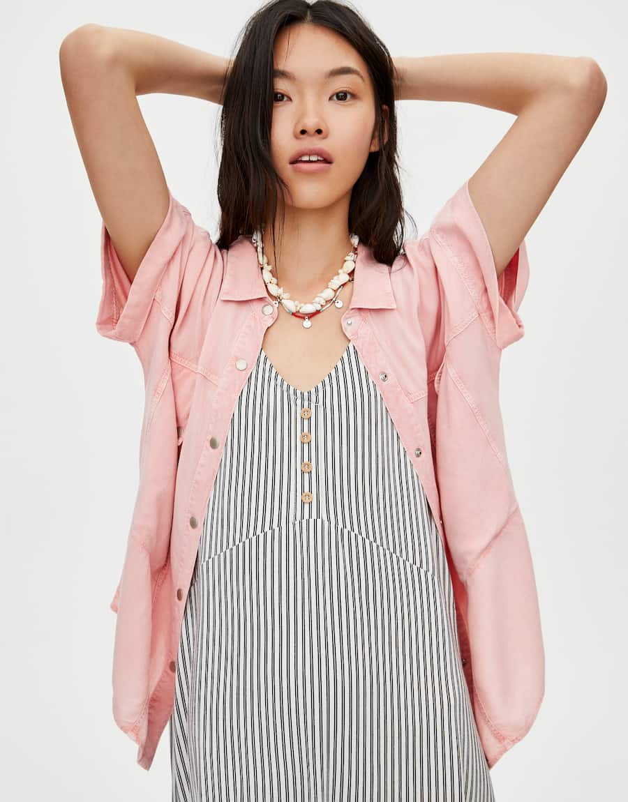 Strappy dress with front buttons - cherry-trang