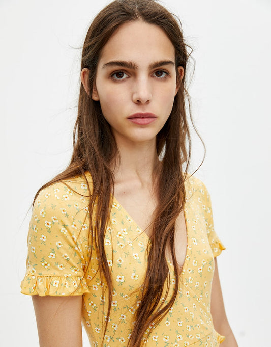Ruffled crossover dress - cherry-trang